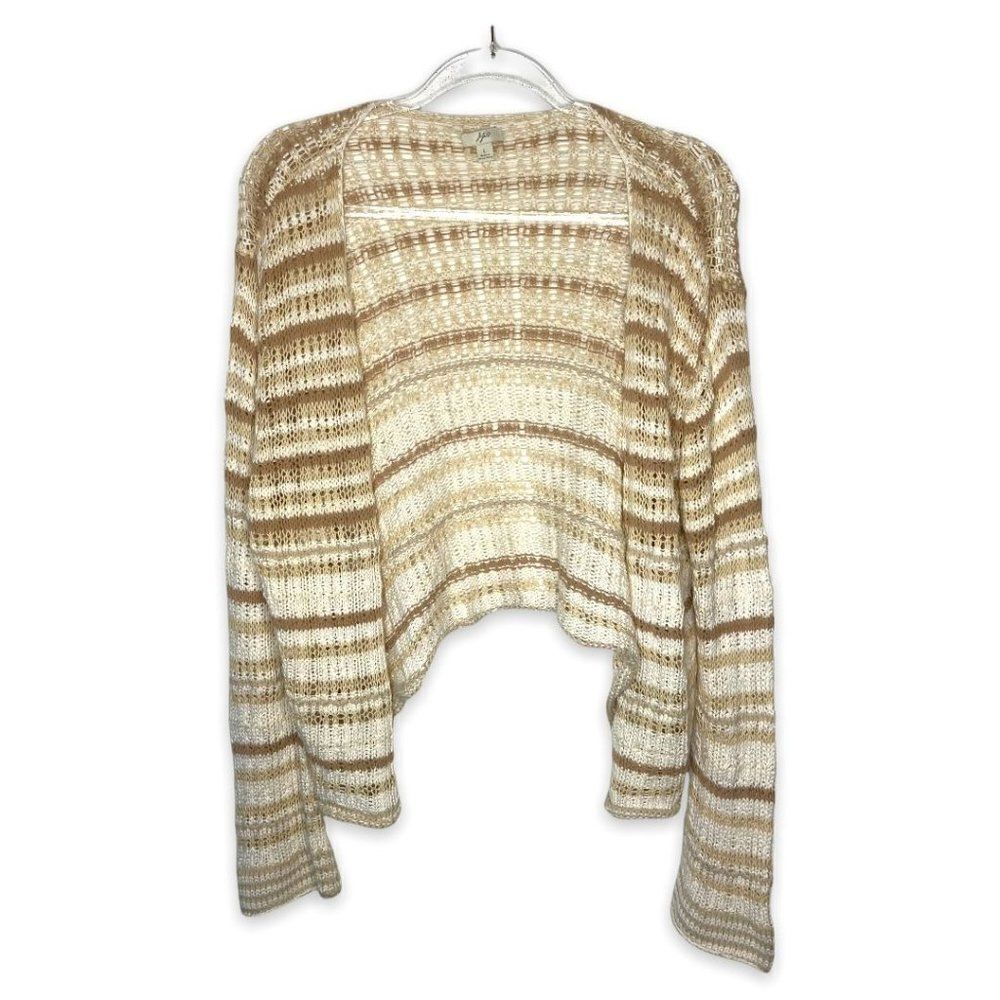 J. Jill Tan Open Knit Cardigan Sweater Size L